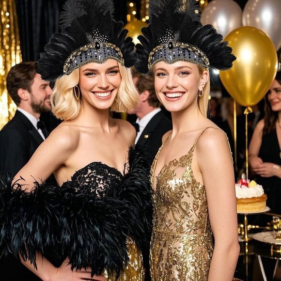 Women\'s Feather Headband Ostrich Sequin Luxury Elastic for Parties Weddings main image 6